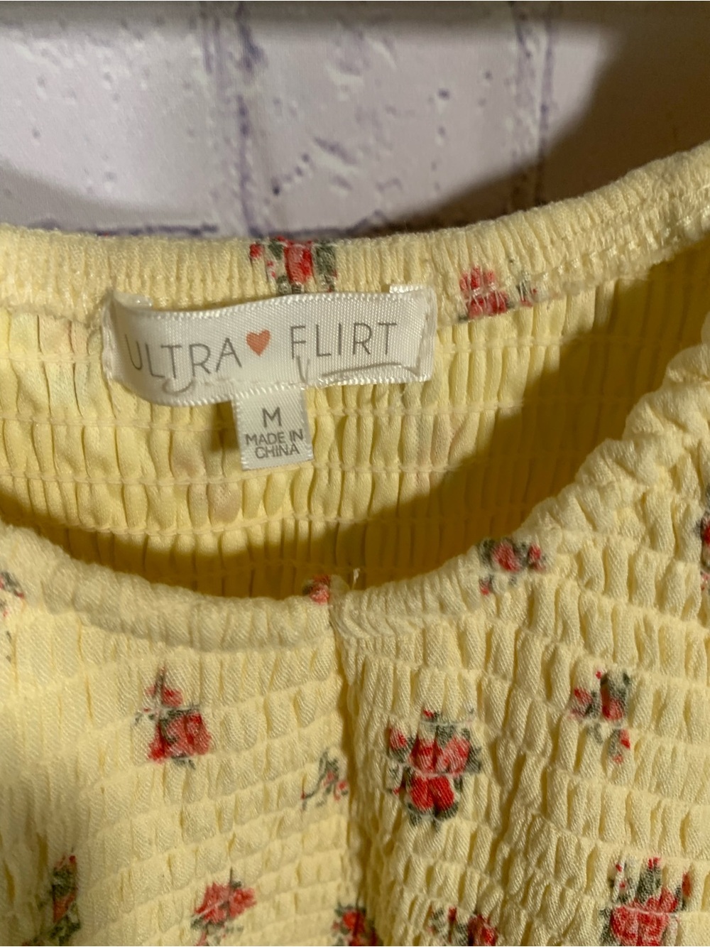Ultra Flirt Womens Butter Yellow Floral Smocked Maxi Dress M Cottagecore Dainty - Picture 7 of 7